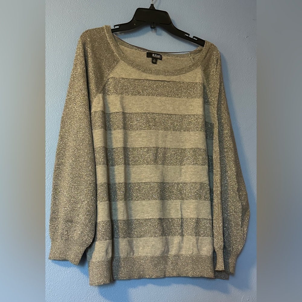 a.n.a A new approach Pullover Long Sleeves Striped Sweater Sz 3X